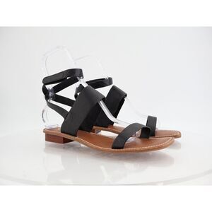 Franco Sarto Womens Tanara Leather Sandal Black Size 11M Ankle Wrap Gladiator